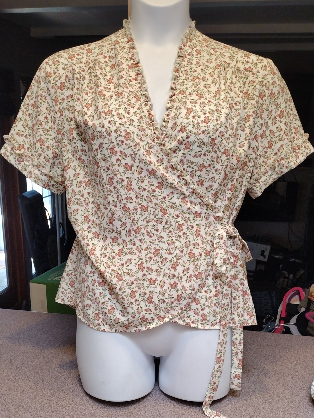 Belle Pogue Floral Wrap Frilly Top